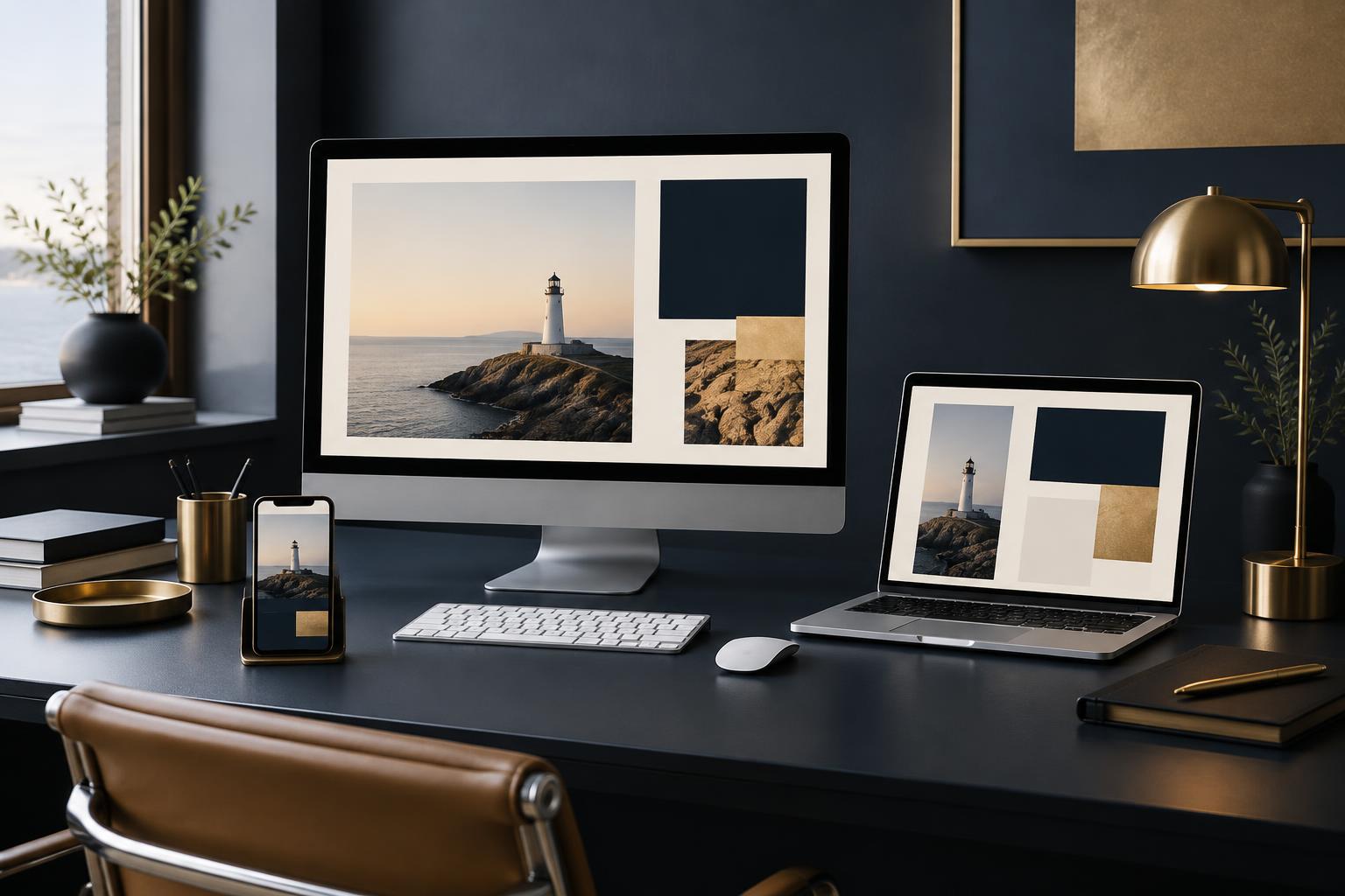 Brand-aligned website layouts displayed across desktop, laptop, and mobile devices